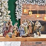 glitzhome 12Pcs Resin Nativity Figurine Set