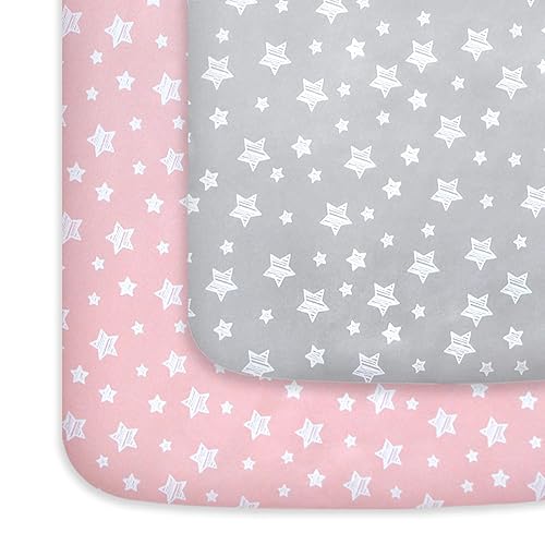 Pack and Play Sheets Girl, Mini Crib Sheets, Stretchy Pack n Play