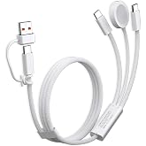 Travel Essentials for Apple Watch Charger, 100W 3 in 2 Dual USB C Multi Fast Charging Cable Portable USB C Cord for iPhone 17/16/15, iPad Pro, MacBook, Samsung, Google Pixel, iWatch Ultra/Series 1-11