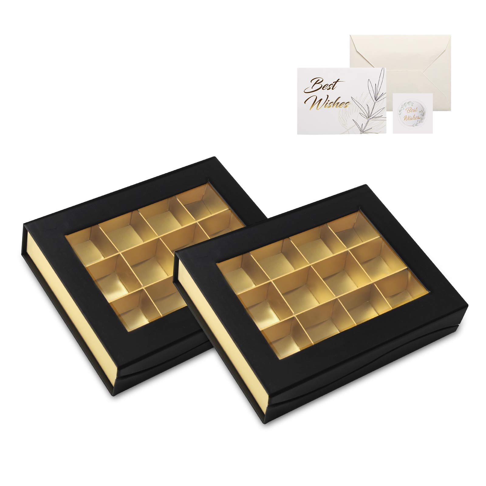 Bumlon Christmas Chocolate Boxes Empty with Sleeve,2 pcs,Empty Chocolate Boxes with Window,Sweet Boxes Empty,for Birthday Father's Day Mother's Day