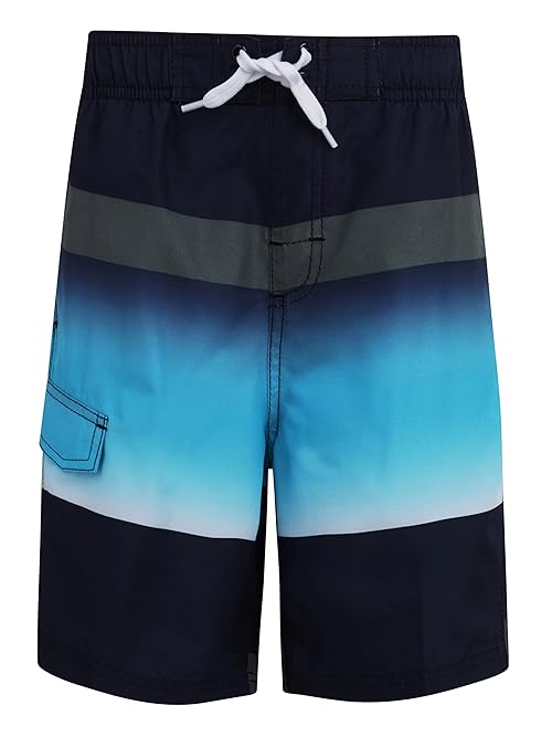 Kanu Surf Boys' Echo Quick Dry UPF 50+ Beach Swim Trunk, Waterfront Black/Aqua, 8