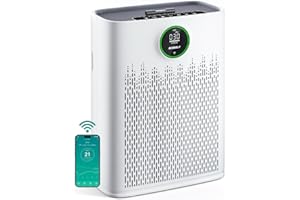 ECOSELF Smart Air Purifier for Home Large Rooms, with WiFi Control, Covers Up to 2400 Ft², Smart Mode, AQI Display, 22dB Sleep Mode & Aromatherapy with 2X-Power Filtration, HAP603WF, Bright White