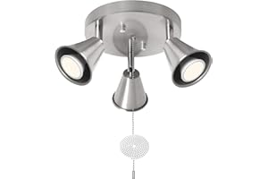 SEEBLEN 3-Light Industrial Directional Track Lighting with Pull Chain On/Off, Adjustable Round Ceiling Spotlight, Morden Nick