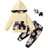 Yvowming Newborn Baby Girl Clothes Outfits Infant Hoodie Sweatshirt Pants Headband Toddler Girl Clothing Set