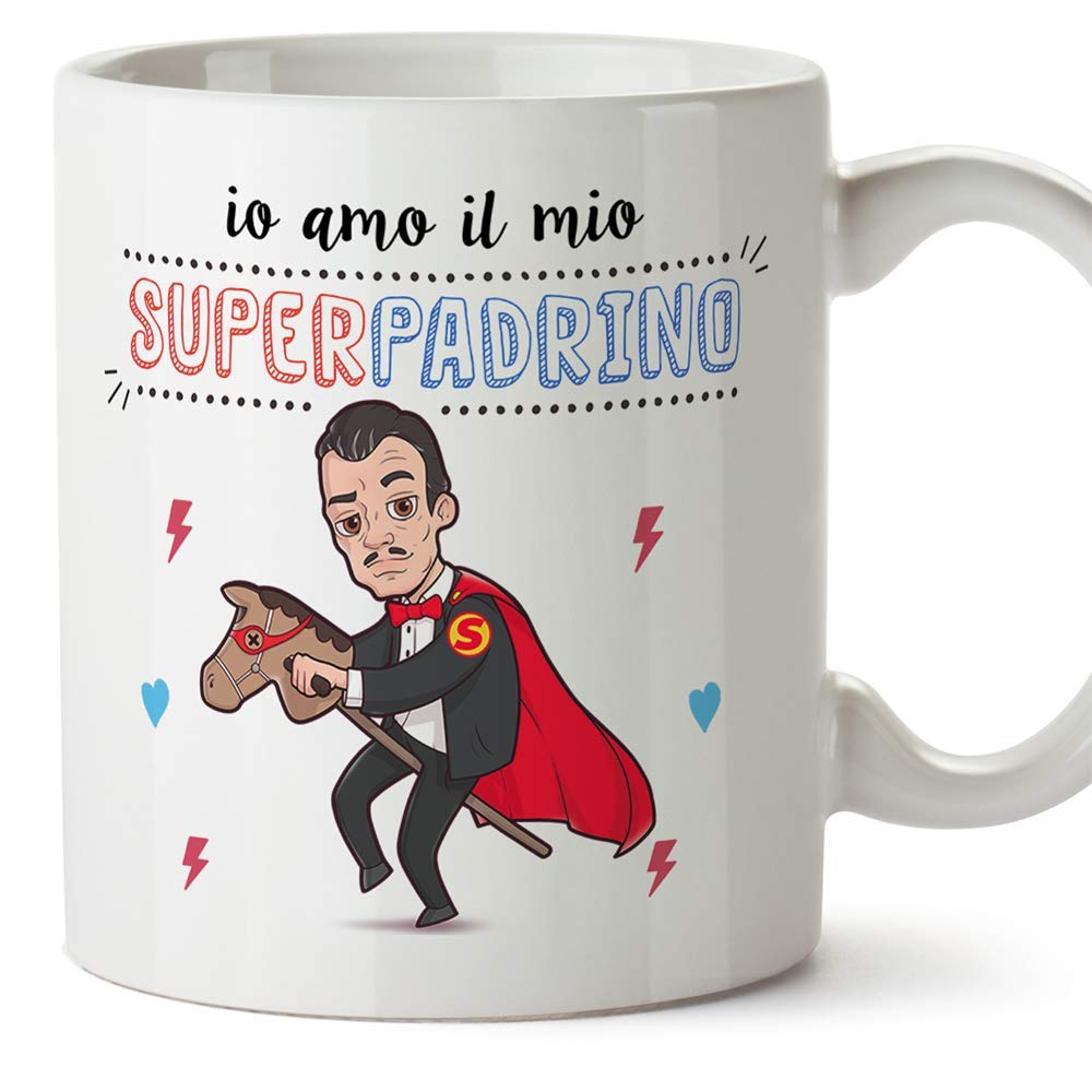 Mugffins Padrino Tazza/Mug - Io Amo Il Mio Super Padrino - Idea Regalo Giorno di Pasqua/Battesimo - Tazza Miglior Padrino in Ceramica. 350 ml