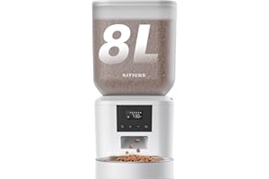 NITYERS Automatic Dog Feeder - 8L/34 Cups Large Capacity Automatic Cat Food Dispenser with LCD Screen, Large Food Tray, Battery Operated, Timed Cat Feeder, Up to 50 Portions 6 Meals Per Day, Keeps Fresh
