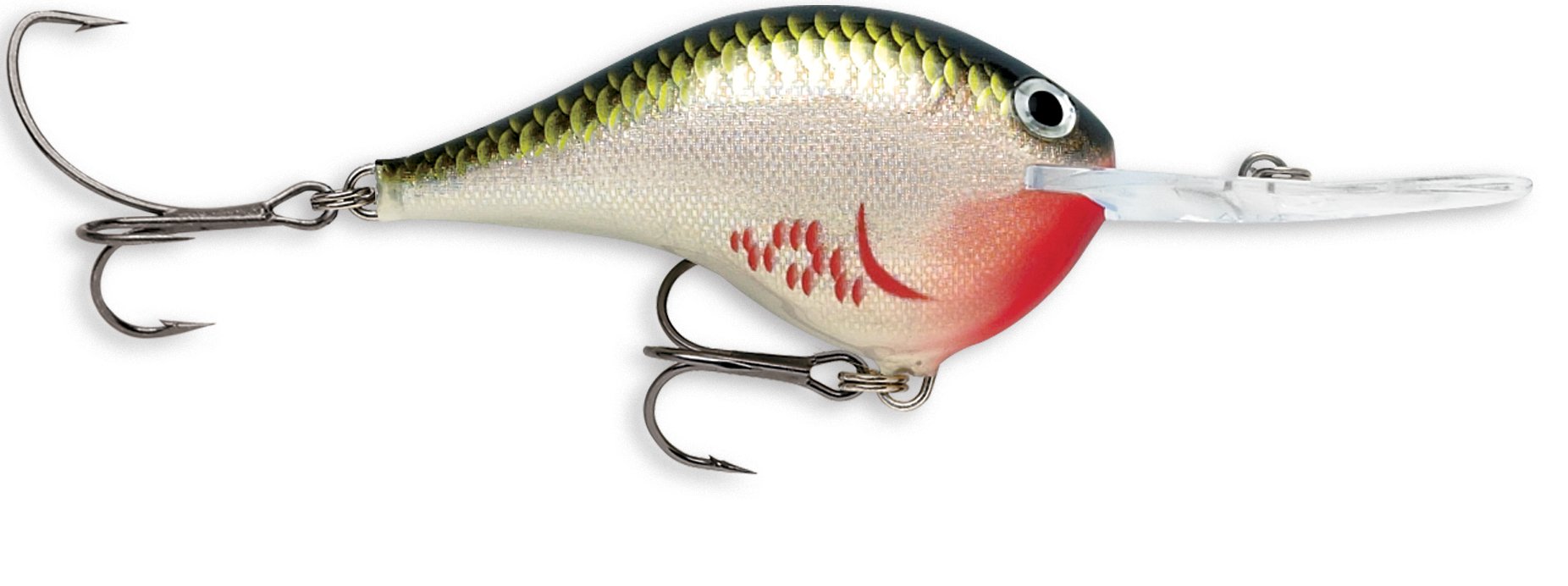 Rapala Dives-To Series Lure with Two No. 3 Hooks, 4.8 m Swimming Depth, 7 cm Size, Bleading Olive Shiner