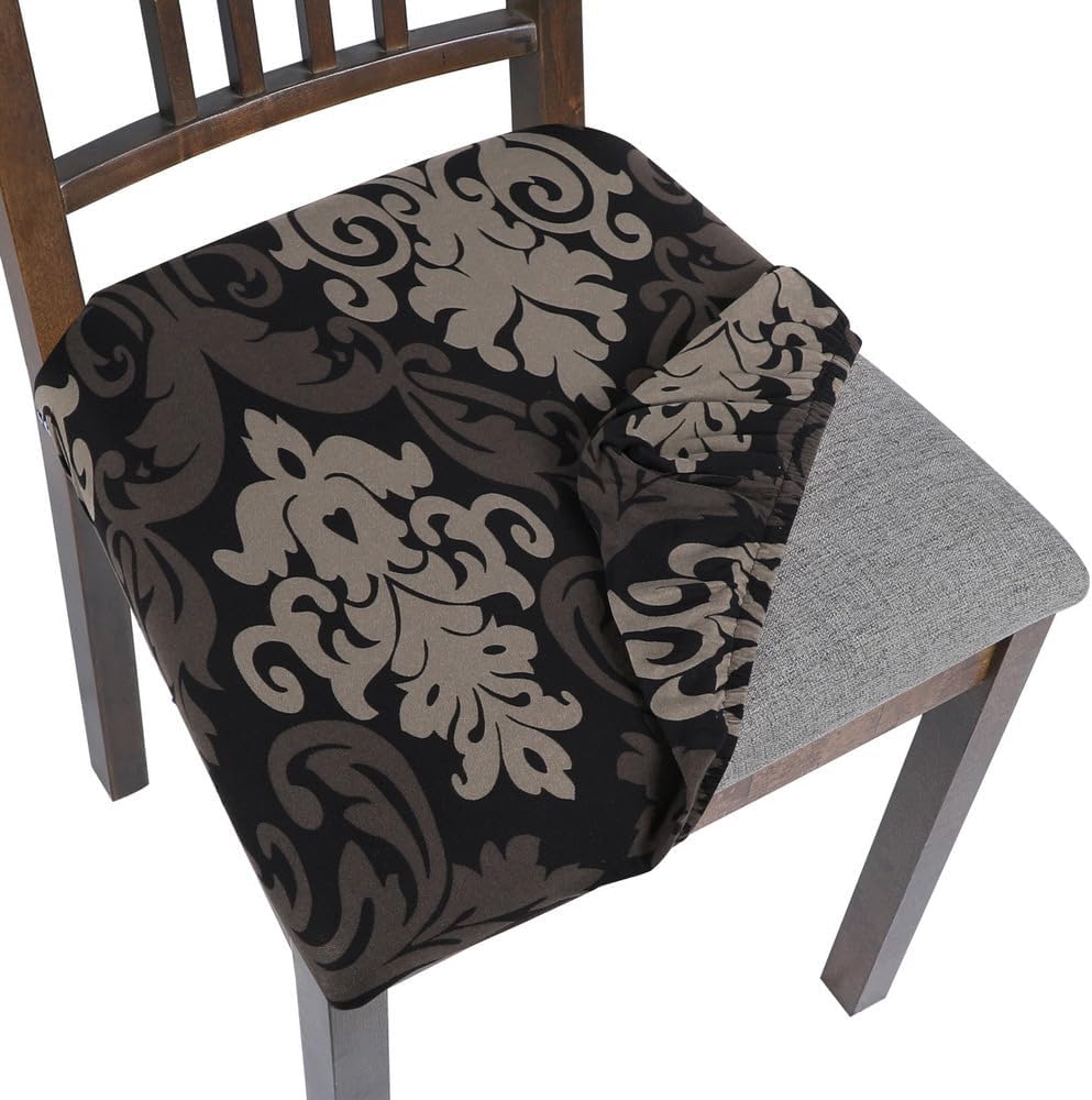 Slipcovers - SearchI Seat Covers for Dining Room Chairs Stretch Printed Chair Seat Covers Set of 6, Removable Washable Upholstered Chair Seat Protector Cushion Slipcovers for Kitchen, Office