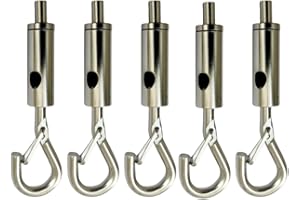 QLXHBOT Portable Hook & Eye Turnbuckle Tension for 1/16-3/32 Galvanized /304/316 Stainless Steel Cable Guide Wire Rope Light Hanging Suspension Accessories Pack-5