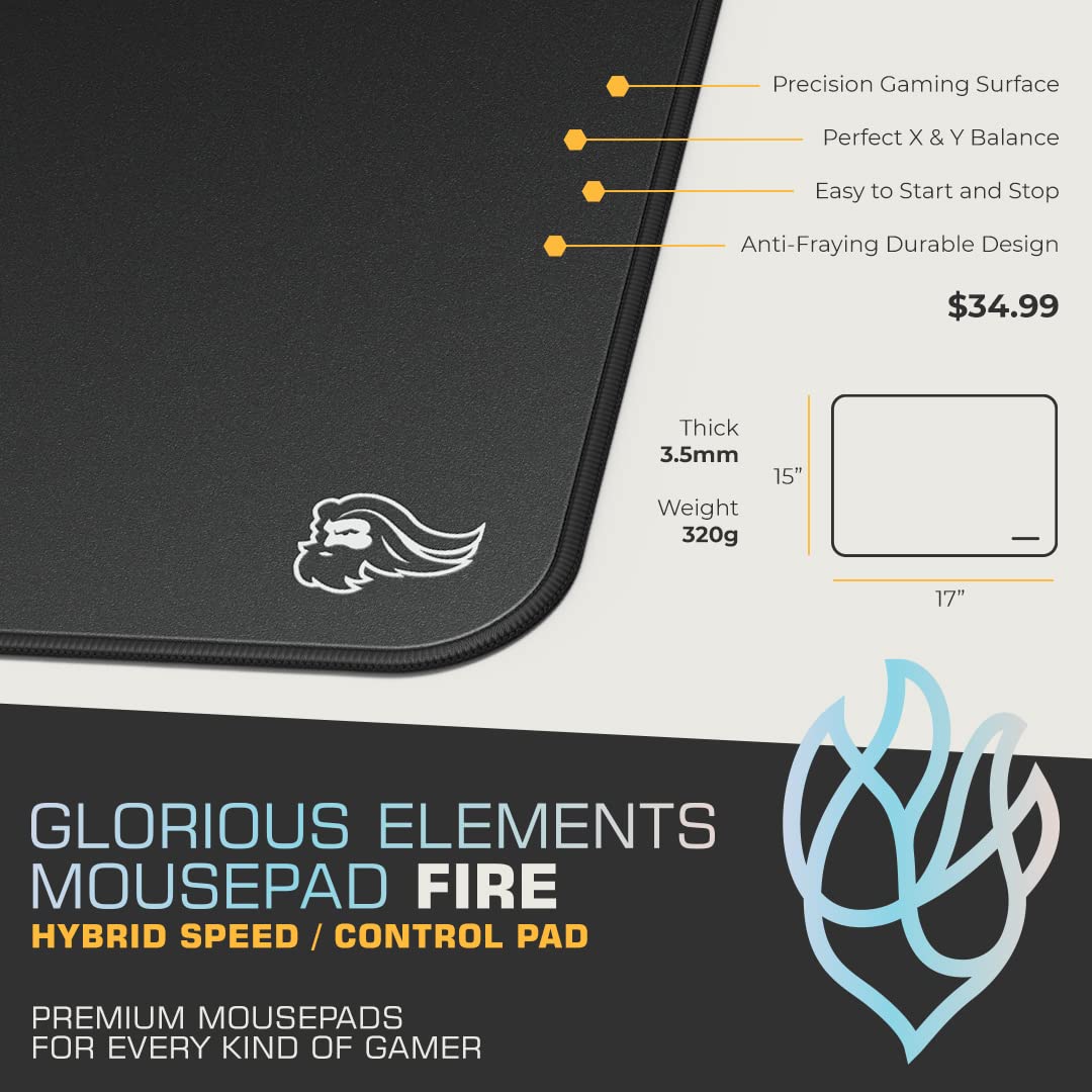 Glorious Elements Gaming Mousepad - Extra Large Mouse Pad XL - Foam Core Hybrid Cloth - Gaming Desk Pad 15