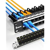 Enmane 1U 48 Port Patch Panel Cat6 RJ45 Passthrough Patch Panel (EC Listed) UTP with Smart Cable Management for 19inch Rackmount