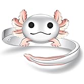 Senpotly 925 Sterling Silver Axolotl Ring for Women - Cute Animal Ring Mexican Axolotl Jewelry for Daughter Granddaughter Birthday Jewelry Gifts