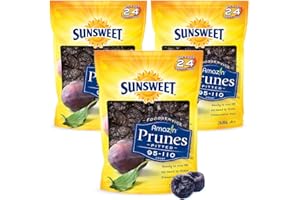 Sunsweet Amazin' Pitted Prunes - Dried Prunes Pitted Unsweetened - Gluten Free, Vegan, Low Fat - Fiber & Minerals - 2lb Resealable Bag x 3 Pack