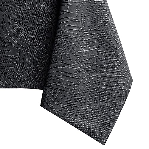 AmeliaHome Oval Tablecloth, 140 x 200 cm, Stain Protection, Lotus Effect, Washable, Water Repellent, Gaia Ornament, Anthracite
