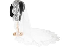 Merroyal Girls Tulle Lace Edge Mantilla First Communion Veil for Church Ceremony,White,43 Inch