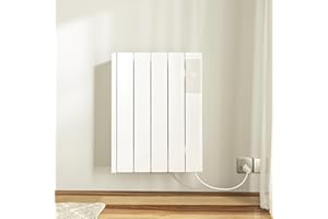 BREEZEHEAT 800w Plug-in Electric Panel Heater-Convection Wall Heaters for Indoor Use, No Fan Design, Freestanding/Wall Mount Space Heater w/Digital Display, 24H Timer, Adjustable Thermostat, White