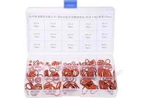 uxcell Silicone Rubber O-Ring Assortment Kit 225 Pieces 15 Sizes Metric VMQ Sealing Gasket Set, Red