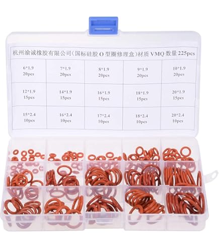 Uxcell Silicone Rubber O-Ring Assortent Kit 225 Pieces 15 Sizes Etric