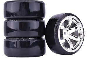 WONFAST 4Pcs 63mm RC Drift Car Tires Hard Tyres Plastic Wheel Rims for 1/10 On-Road Drifting Car for HSP Tamiya HPI Kyosho Spare Parts(Silver)