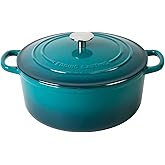 EDGING CASTING Dutch Ovens with Lid, Enameled Cast Iron Covered 5.5 Quart Dutch Oven with Dual Handle, Darkcyan