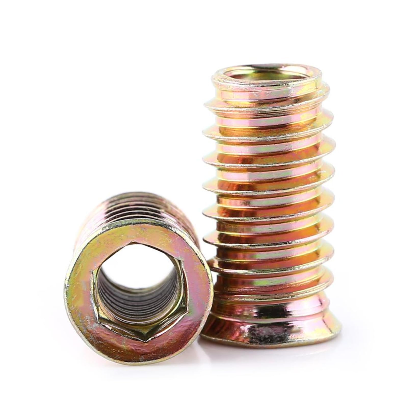 20pcs Insert Nuts, Carbon Steel Hex Socket Drive Wood Nut Threaded for Wood Furniture(M8*25mm)