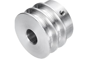 uxcell V-Type Pulley 15mm Bore 40mm Outer Dia Double Groove Aluminum Alloy for Motor Shaft Drilling Machine 6mm(1/4") PU Shap