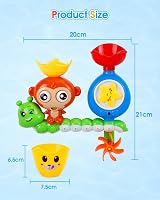 LULULIA Bath Toys for 1-5 Years Monkey Bath Toy with Suction Cup Cup Set view 7
