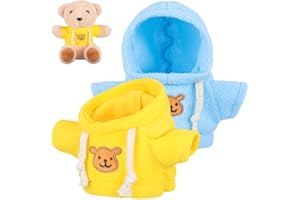 Toyvian 2pcs Small Plush Bear Doll Costume Stuffed Animal Outfit Girl Boy Plush Doll Hooded Sweater Clothes Cute Stuffed Animal Outfit Clothing for 6-8 Inch Bears