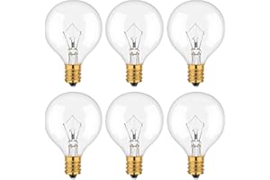 WOKHOK 25 Watt Wax Warmer Bulbs, Light Bulbs for Full Size Scentsy Warmers,G50/G16.5 Globe E12 Clear Bulbs for Candle Wax Warmer, Long Lifespan, 120 Volt (6 Pack)
