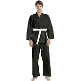 TOPTIE Karate Uniform with Belt, Karate Gi Student Uniform for Kids Adults | 65% polyester 35% cotton, 7.2 oz, includes belt, 4 colors, for karate and taekwondo, sizes kids &amp; adults