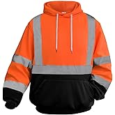 Besentinels Hi Vis Orange Hoodie for Men, Safety Reflective with Black Bottom, High Visibility, Meets ANSI, XL
