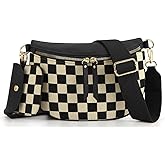 2 Pcs Checkered Crossbody Bags for Women Bum Bag Checkered Cross Body Sling Backpack Hobo Satchels Shoulder Wallet Purses