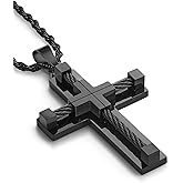 Edulex Stainless Steel Cross Necklace Men Women - 18K Gold Plated Crucifix Pendant - Rope Christian Religious Faith 3mm Rolo Chain Jewelry Present