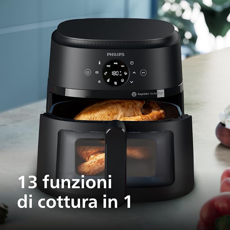 Airfryer 2000 - Friggitrice ad aria 6.2L, Finestrella, 13 modalità