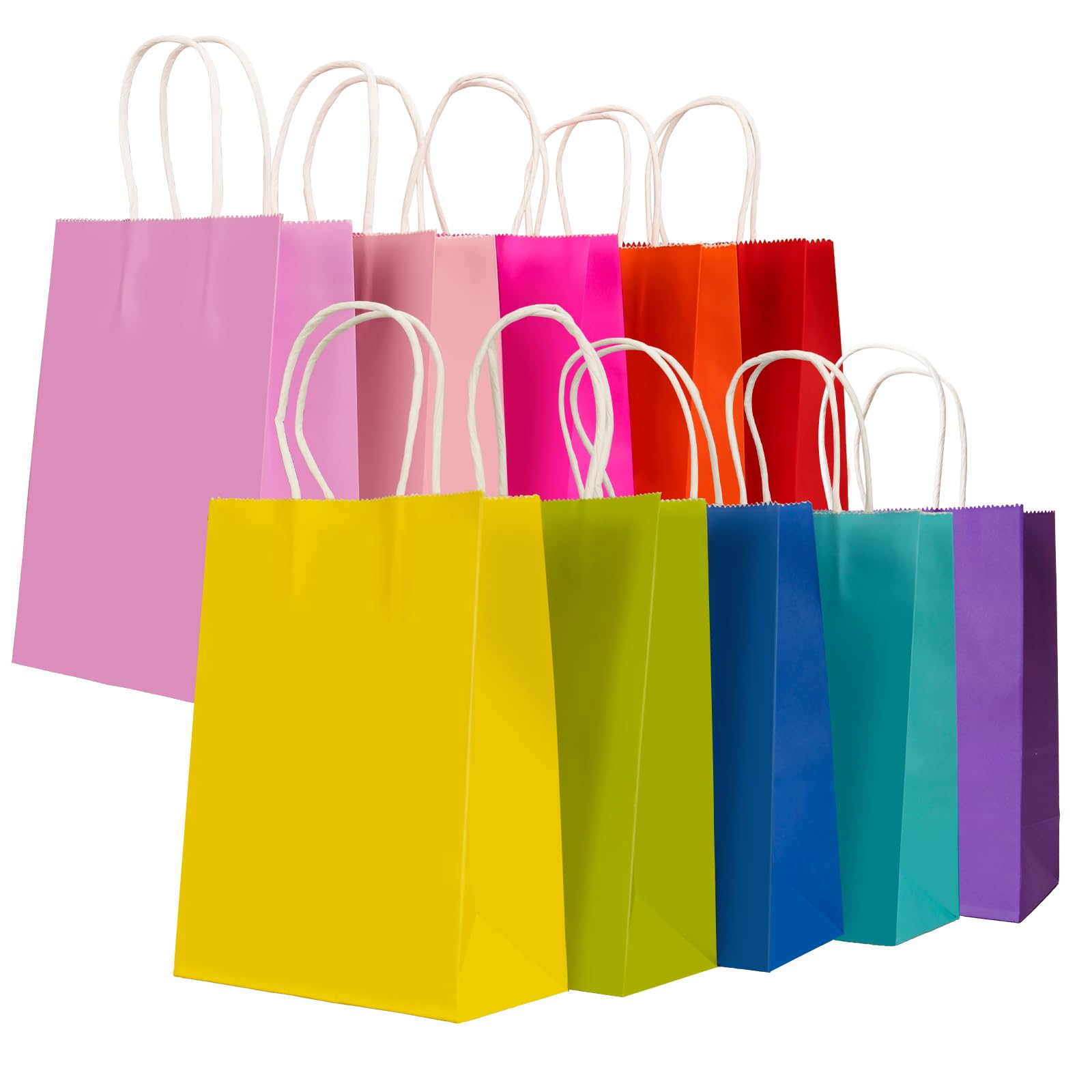 Photo 1 of 30 Pcs Paper Party Bags 10 Colors Gift Bag Kraft Paper Bags with Handles, Thick Kraft Bags for Party Candy, Cookie, Celebrations, Baby Shower, Birthday(21 x 15 x 8 cm)