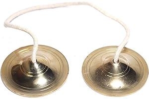 ASHIRWAD Pure Brass Manjeera Hand Cymbals Jhaanj Arati Sankirtan Song Puja Vraja Vrindavan Krishna Devotion Worship (3.0 inches Plain)