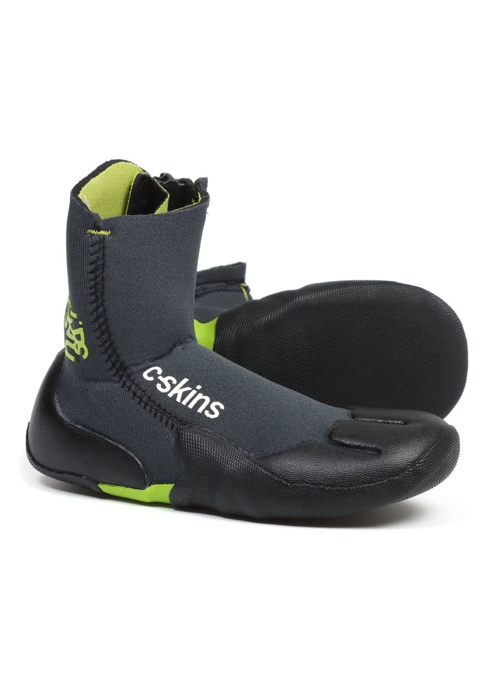 C-Skins 2023 Junior Legend 3.5mm GBS Zipped Round Toe Wetsuit Boot Boots - Graphite Flash Green Black - Unisex