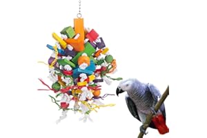KINTOR Bird Chewing Toy Large Medium Parrot Cage Bite Toys African Grey Macaws Cockatoos Eclectus Amazon (Waterfall-Big)