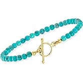 Ross-Simons 3.5-4mm Turquoise Bead Charm-Compatible Toggle Bracelet in 18kt Gold Over Sterling