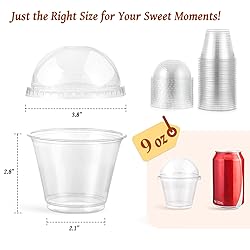 AOZITA 100 Sets, 9 oz Clear Plastic Cups with Dome