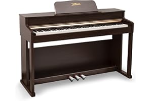 ZHRUNS Digital Piano, 88 Key Full Weighted Keyboard Piano, Professional Acoustic Heavy Hammer Piano Keyboard, with Sheet Music Stand, Triple Pedal, Power Adapter, Supports USB-MIDI Connecting, Brown