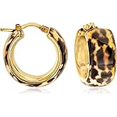 Ross-Simons Italian Leopard-Print Enamel Hoop Earrings in 18kt Gold Over Sterling
