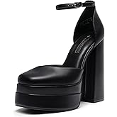 DREAM PAIRS Women’s High Chunky Platform Closed Toe Block Heels Square Toe Ankle Strap Dress Wedding Party Pumps Shoes Aurelia