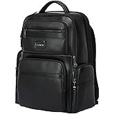 LENZN Durable Leather Laptop Business Backpack Perfect for Men & Women, Work Backpack Fits 15.6 Inch, Premium Quality Travel Bag with USB Charging Port, Water-Resistant, Bookbag with Multiple Pockets