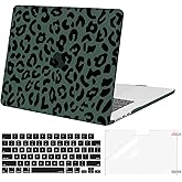MOSISO Compatible with MacBook Air 15 inch Case 2026 2025 2024 2023 Release M4 A3241 M3 A3114 M2 A2941 with Touch ID, Plastic Leopard Grain Hard Shell & Keyboard Cover & Screen Protector, Green