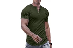 JMIERR Men's Casual Short Sleeve T-Shirt Muscle Slim Henley Shirts Summer Activewear T-Shirts Longline Beach Tees
