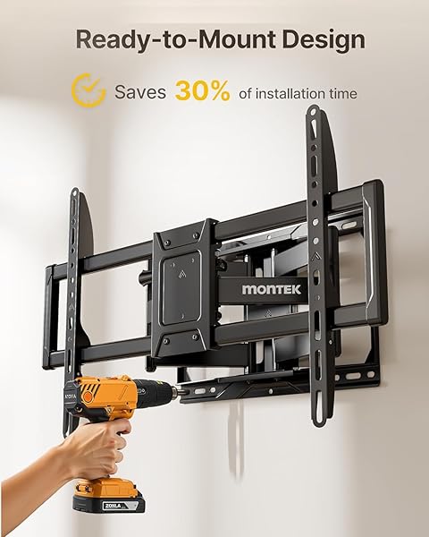 MONTEK HEAVY-DUTY FULL MOTION TV WALL MOUNT BRACKET FOR 50–100″ TVS UP TO 200 LBS – 4X LOAD TESTED, DUAL ARM EXTENSION TO 25.1″, TOOL-FREE TILT/SWIVEL/LEVEL, MAX VESA 900×600, FITS 12/16/18/24″ STUDS