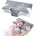 Memory Foam Neck Pillow, Effective Pain Relief Cervical Neck and Shoulder Pillows for Sleeping, Odorless Ergonomic Contour Bed Pillow for Side Sleep Stomach and Back Sleeper (Grey)