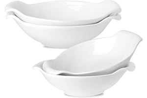 XINLTC Oval Au Gratin Baking Dishes Oven Safe, 4 Pc. Dish Set, Ceramic Baking Dish with Handles, Small Mini Casserole Dishes for Lasagna & Cobblers, Individual Serving - 13.5oz, White