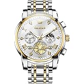 OLEVS Watches for Men,Luxury Big Face Mens Watch Stainless Steel Quartz Analog Dress Watches for Men Luminous Multifunction Chronograph Man Watch Relojes De Hombre